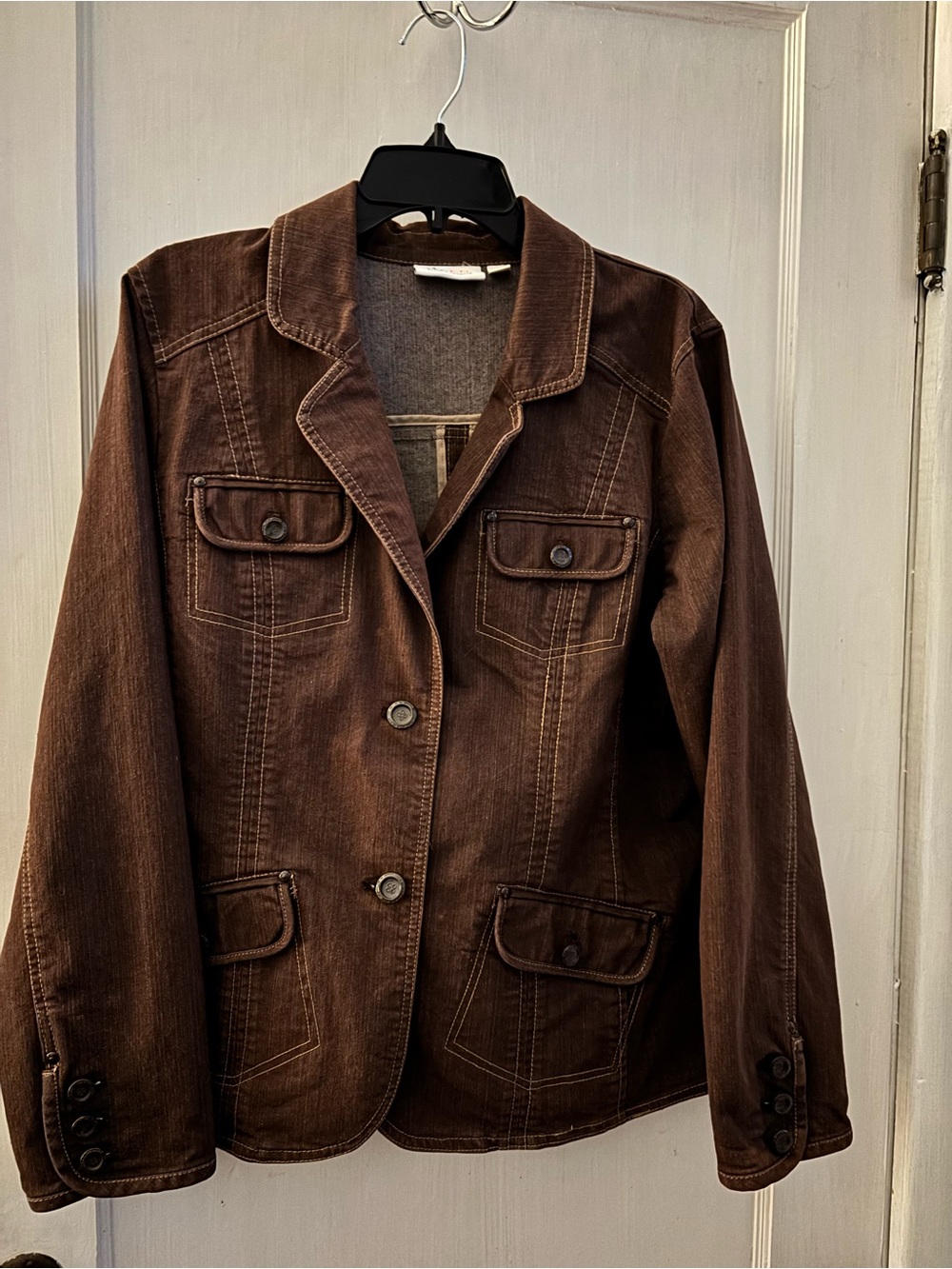 Denim&Co Brown Jean Blazer Jacket L